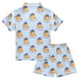 thumbnail image 2 of FORMRS Kids Short Sleeve Top and Pants Pajama Set Unisex Satin 2-Piece Sleepwear, Sizes 5-6Y, Blueberry Pancake Pattern, 2 of 8