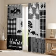 thumbnail image 2 of Manfei Woodland Animal Bear Curtains and Drapes,Adventure Theme Black Out Curtains,Brown White Plaid Curtains Pack of 2 (52x63 Each) For Teens,Super Cozy Room Decor, 2 of 6