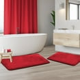 thumbnail image 1 of Set of 2 Small Clara Clark Bath Mat Bathroom Rug - Absorbent Memory Foam Bath Rugs - Non-Slip, Thick, Cozy Velvet Feel Microfiber Bathrug, Plush Shower, Toilet- Floor Bathmats Carpet - Red - 17"x24", 1 of 6
