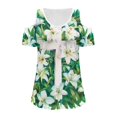 thumbnail image 5 of POLERO Easter Cold Shoulder Tops for Women V Neck T Shirts Summer Short Sleeve Tees Outfits for Ladies Sexy Casual Work Travel Cross Lilies Floral Print XL, 5 of 7