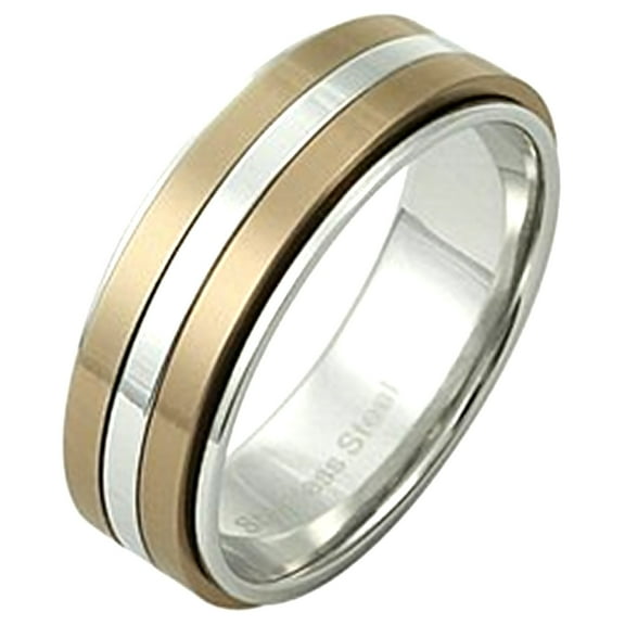 Classic Coffee Spinner Ring Stainless Steel Minimalist Anti-Anxiety Band Unisex Fantasy Forge Jewelry