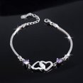 thumbnail image 3 of Pulsera con diseño en forma de corazón para mujer, pulsera de circonita morada con corazón de melocotón, tendencia, 3 of 7