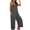 thumbnail image 3 of TaTaai Women's Summer Evening Jumpsuit Sleeveless Halter Neck Wide Leg Long Pants Solid Color Casual One Piece with Low Back Detail for Party and Night Out Gift, 3 of 5