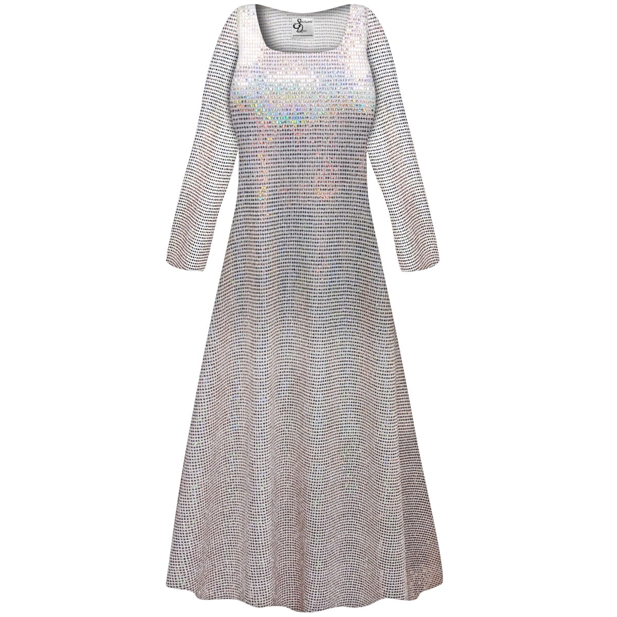 Square Neckline Floor-length Dress With Belt White Plus Size