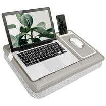 Rossie Home Premium Wood Lap Desk with Wrist Rest, Mouse Pad and Phone Holder, Gray Ash