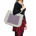 thumbnail image 2 of Mauve Shopping Bag, Geometric Crossed Pattern with Mirroring Mosaic Rhombus Diamond Stripe Shapes Print, Eco-Friendly Reusable Bag for Groceries Beach and More, 15.5" X 14.5", Cream, by Ambesonne, 2 of 2