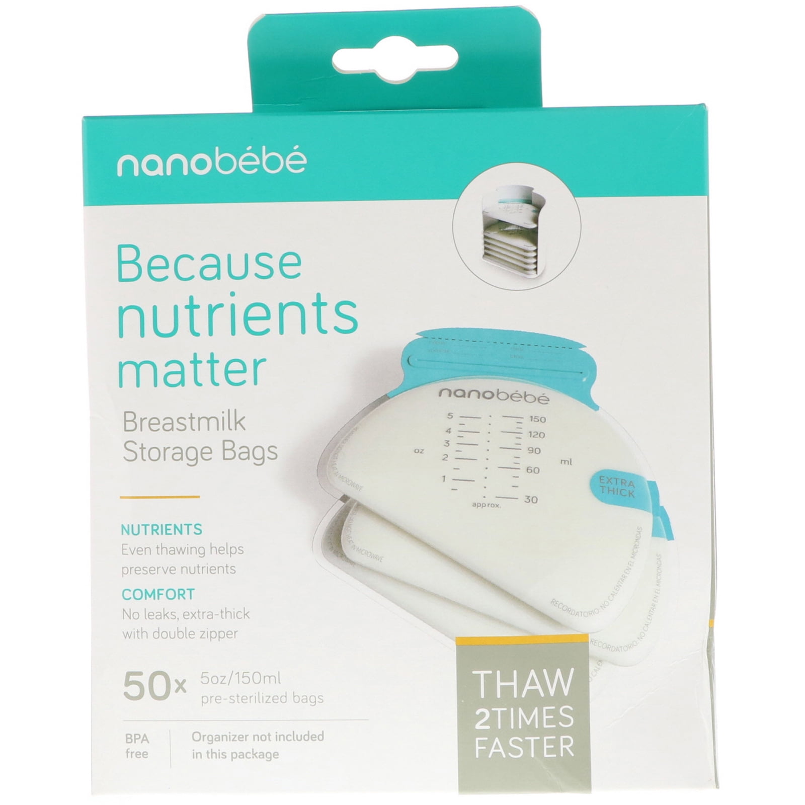 Nanobebe Breast Milk Storage Bags - 50ct