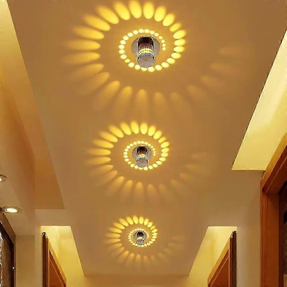 3w Modern Design Recessed Led Round Corridor Downlight Lights Ceiling Spotlight Effect Wall Effect Light Spiral Adjustable Warm White 3000k 55 Mm