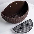 thumbnail image 5 of Yahome 1 Pcs Plastic Imitation Rattan Flowers Planter Semicircle Wall Hanging Flower Pot Wall-Mounted Planter with Drainage Plant Baskets for Home Office Garden Balcony (Brown), 5 of 7