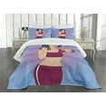 thumbnail image 3 of Ambesonne Fitness Quilted Bedspread Set 3 Pcs, Pop Art Woman Vitality, King Size, Multicolor, 3 of 5