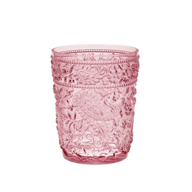 Certified International Victoria Ruby Acrylic Ice Tea Glasses – Set Of 6, 22 Oz, Unbreakable, Elegant Embossed, Dishwasher Safe