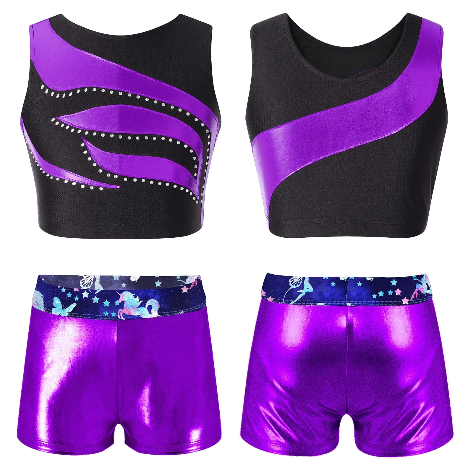 Iiniim Mädchen Sport Set - Eiskunstlauf Anzug Mit Glitzer Jacke + Hose + Haarband