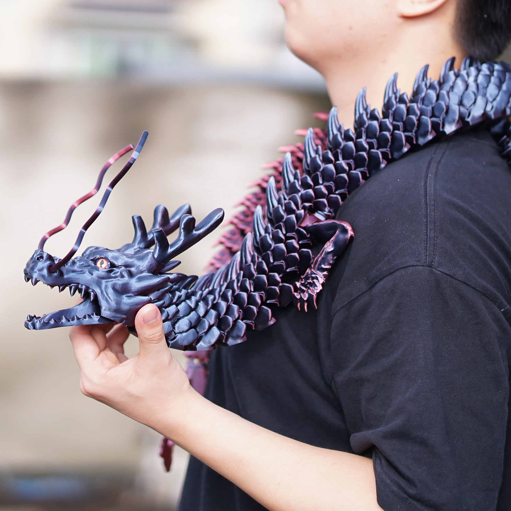 47.5inch 3D Printed dragon,Flexible Joint Animal lacertid Figurines,Realistic Eyes, Home Office Decor,Fidget Toy for Adults Teens Boy Festival Gifts