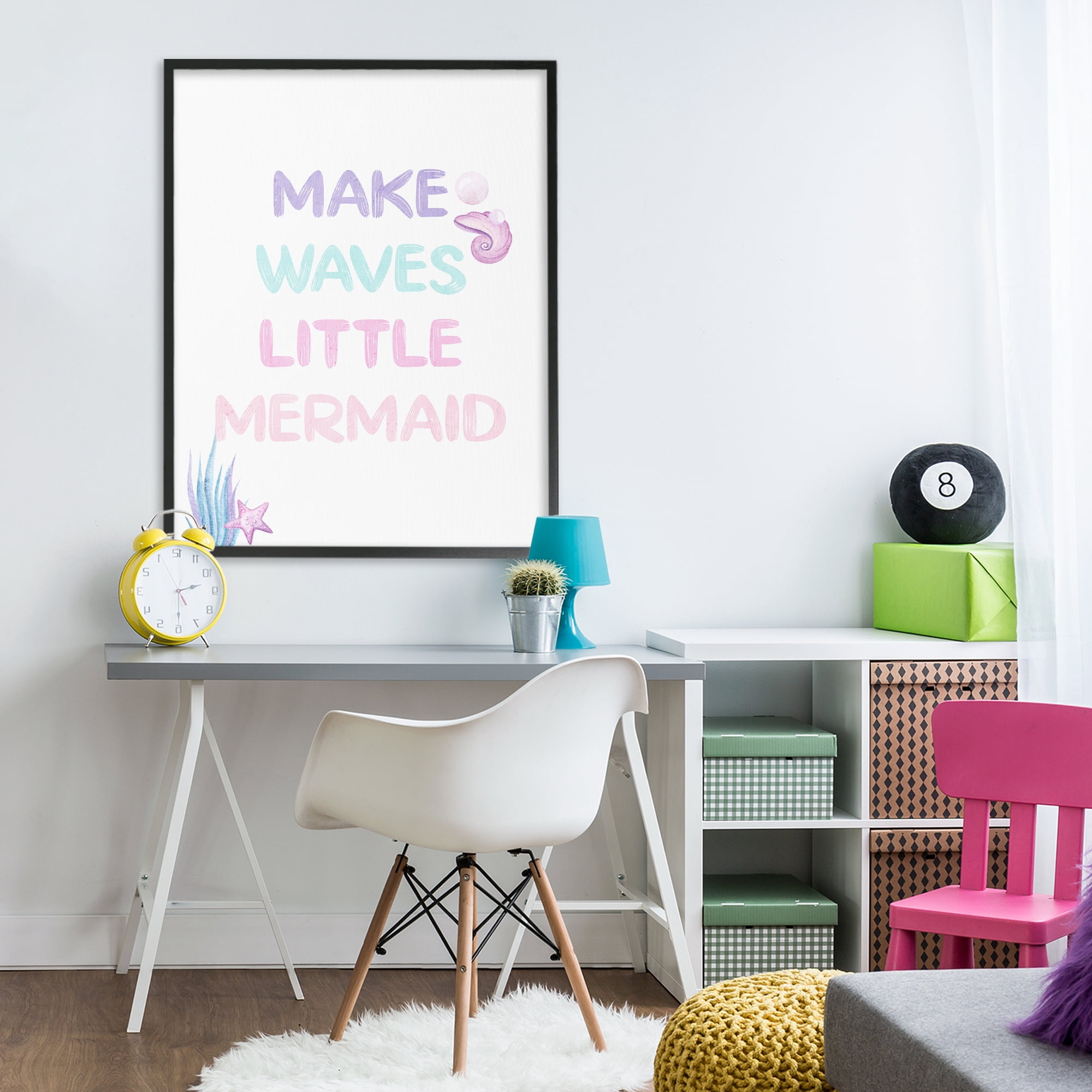 Make Waves Little Mermaid Black Framed Giclee Art, design by Kim Allen