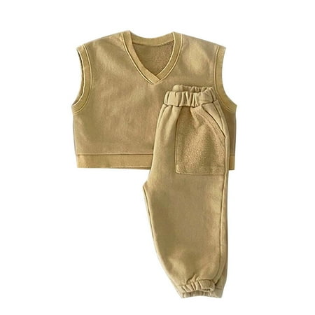 

Kids Clothes Boys Boys Sweat Suit 5t Baby Girls Boys Autumn Solid Cotton Sleeveless Long Pants Vest Set Outfits Clothes New Born Baby Gift Set
