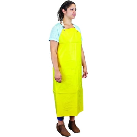 Safe Handler Heavy Duty Nitrile Industrial Bib Apron Chemical and Oil Resistant Yellow