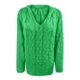 thumbnail image 5 of LYXSSBYX V-Neck Long Sleeve Sweater Tops Hot Sale Clearance for Women's Sexy Casual Hollow Out Solid Color Line V-Neck Long Sleeve Sweater Tops Blouse, 5 of 5