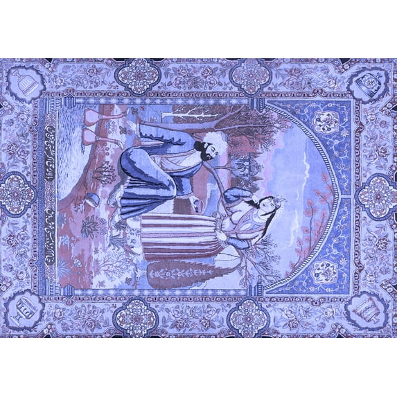 Ahgly Company Indoor Rectangle Persian Blue Traditional Area Rugs, 6' x 9'