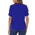 thumbnail image 3 of INSPIRE CHIC Women's Summer V Neck Short Sleeve Solid Color Office Blouse Top XS Royal Blue, 3 of 6
