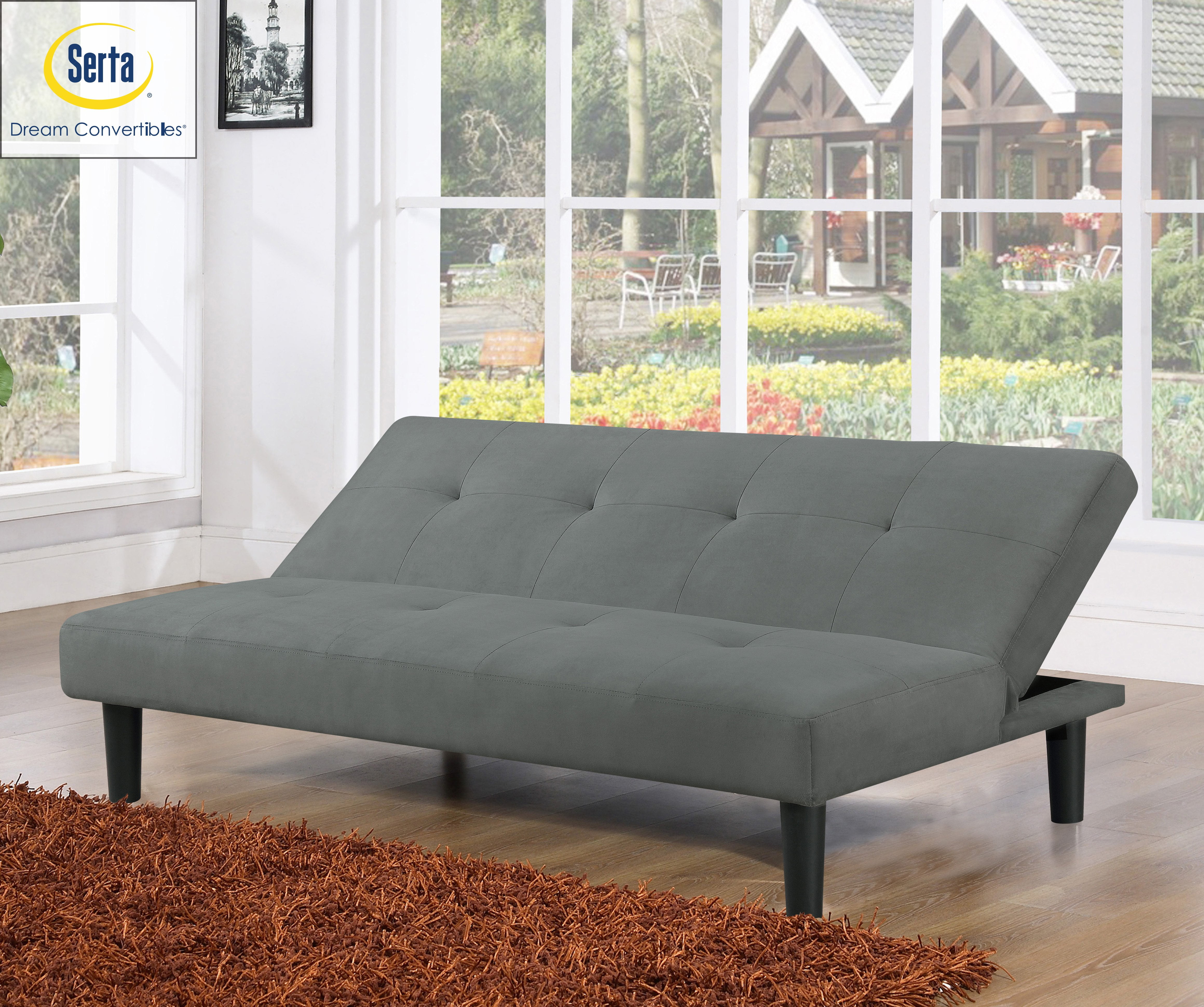 Serta Easton Casual Convertible Futon in Microfiber Dark Grey 337281806