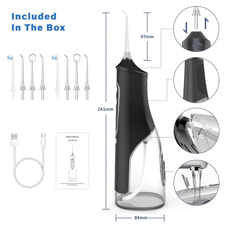 Cshidworld Cordless Water Flosser, 300ML Tank, 4 Modes photo 4