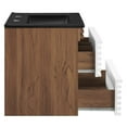 thumbnail image 4 of Wall Mount Sink Vanity Cabinet, White Walnut Black, Wood, Mid Century Hotel Bedroom Bathroom, Modern Contemporary HB33656, 4 of 9