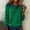 Green, variant on Long Sleeve Shirts Women Solid Color Denim Panel Turn Down Collar Top