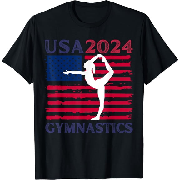 USA 2024 USA American Flag Gymnastics Team 4th of July T-Shirt mens t shirt，black，women，funny，misfits，men，journey