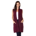 thumbnail image 1 of Chaleco ligero tejido con bolsas color Vino AMAD Casual para mujer Talla XL, 1 of 5