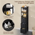 thumbnail image 4 of Yaheetech Modern Narrow Bathroom Storage Cabinet with 3 Drawers and 2 Open Shelves, Black, 4 of 7