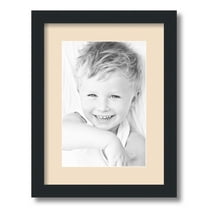 ArtToFrames 12x16" Matted Picture Frame with 8x12" Single Mat Photo Opening Framed in 1.25" Satin Black and 2" French Creme Mat (FWM-3926-12x16)