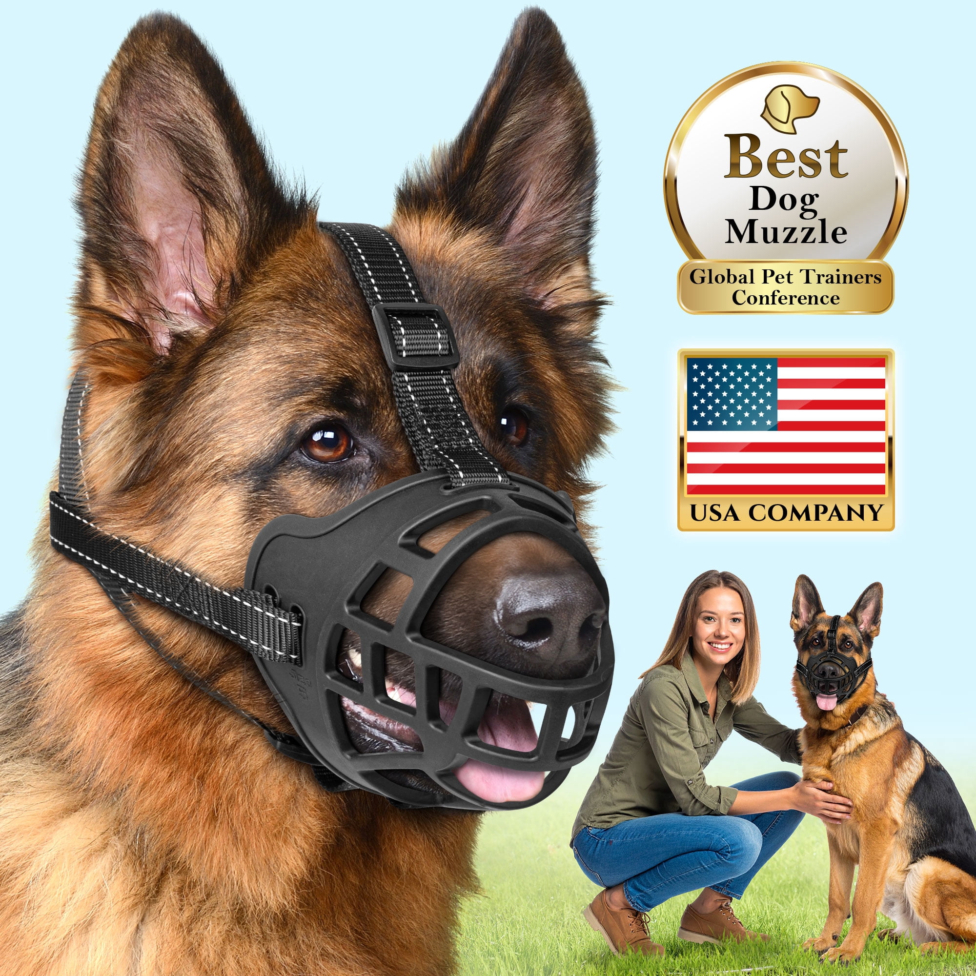 Dog Muzzle Breathable Basket Mouth Guard for Grooming & Training, Black, Size M, 1 Pack