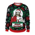 thumbnail image 2 of Sudadera navideña de gran tamaño para hombre y mujer, de poliéster, con cuello redondo, estampado navideño, manga farol, 2024, 2 of 5
