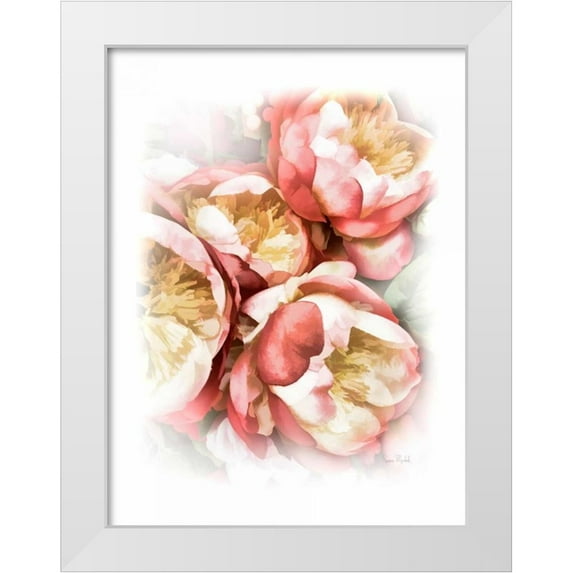 Murdock, Ramona 25x32 White Modern Wood Framed Museum Art Print Titled - Peach Peony