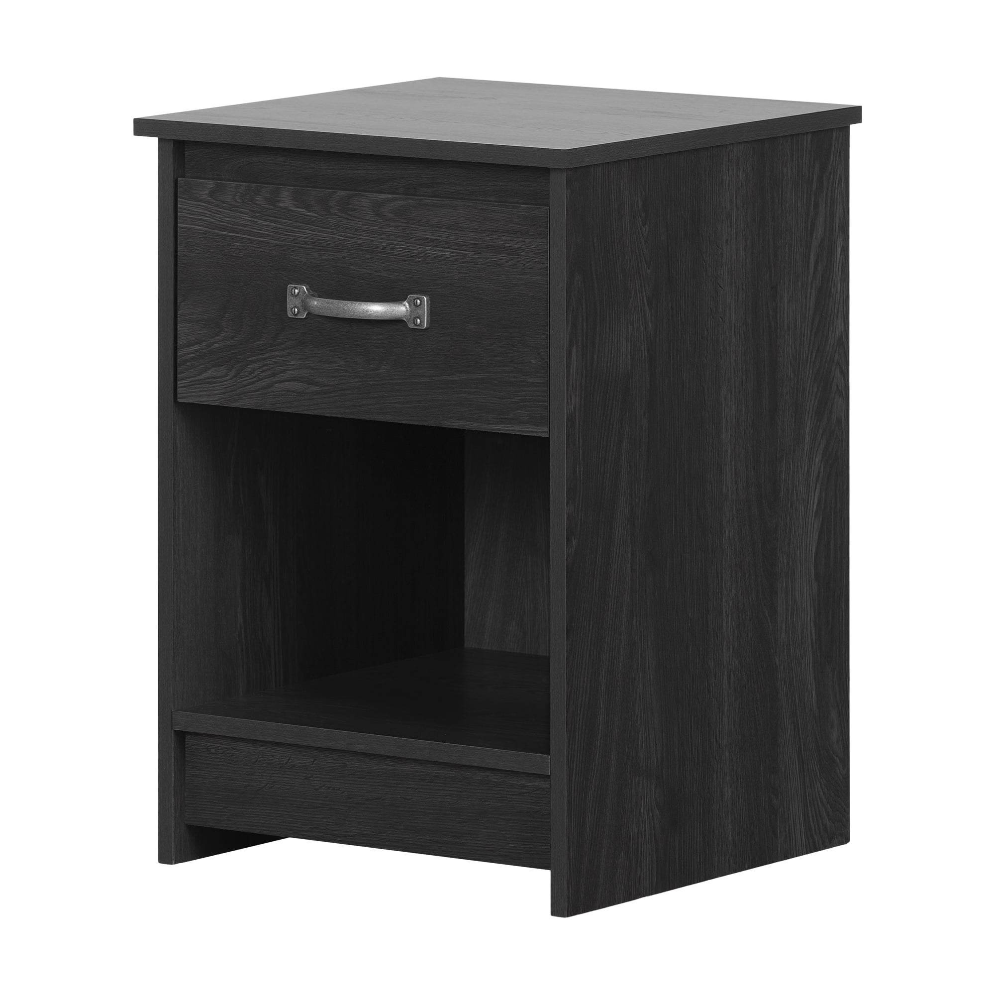 South Shore Tassio 1-Drawer Nightstand with Open Storage Space for Adult, in Gray Oak