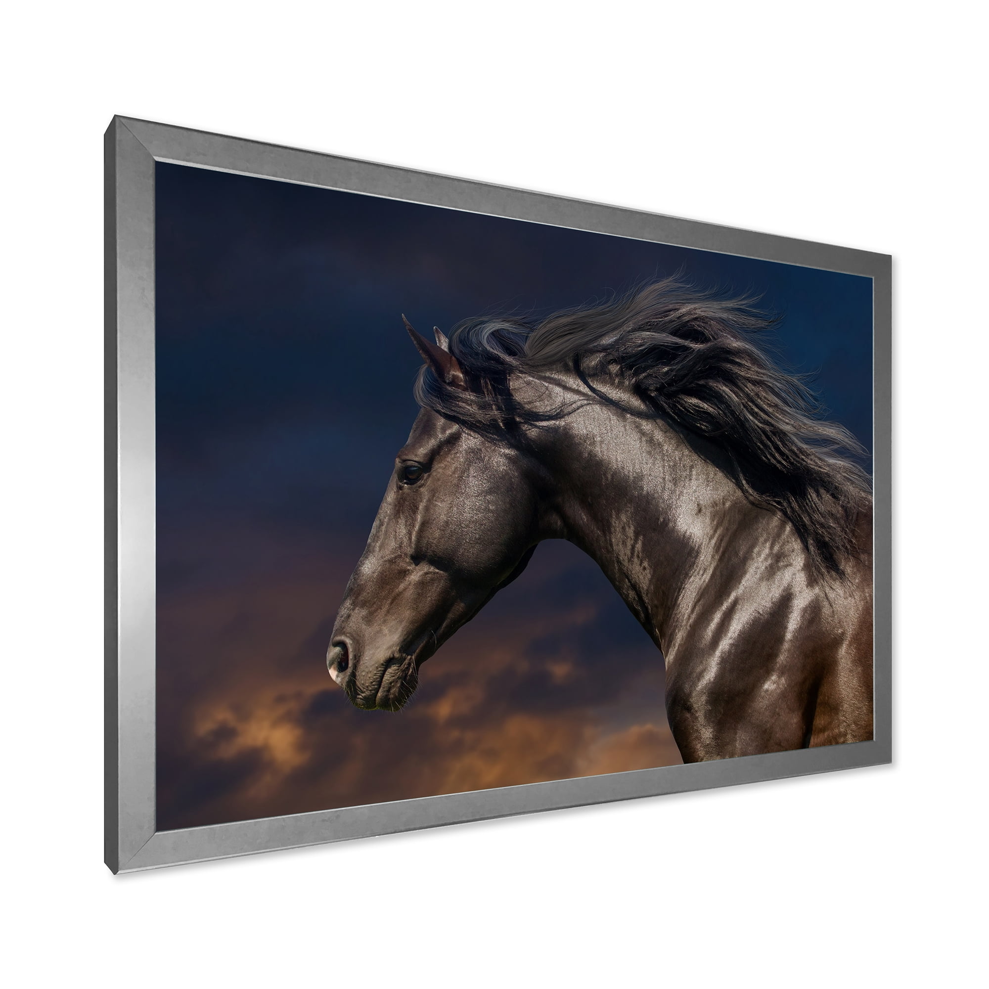 Designart 'Close Up Of Thoroughbred Nonius Stallion Horse III' Farmhouse Framed Art Print