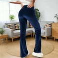 thumbnail image 5 of Simua Women's Solid Color Velvet Flared Pants - 100% Polyester Elastic Waist Wide Leg Athleisure Trousers (Sizes S, M, L, XL, XXL), 5 of 9