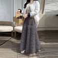 thumbnail image 4 of Blmnix Skirts for Women Trendy Tulle Skirt Long Skirts Ruffle Skirt Skirt Gray Long Skirt Women Skirts,Free Size, 4 of 5