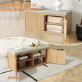 thumbnail image 6 of Pusnapku Shoe Storage Bench, Fluted Ottoman Bench with Hidden Storage Space, Wood Bench Seat with Doors and Shelves for Hallway, Entryway, Living Room, 6 of 9