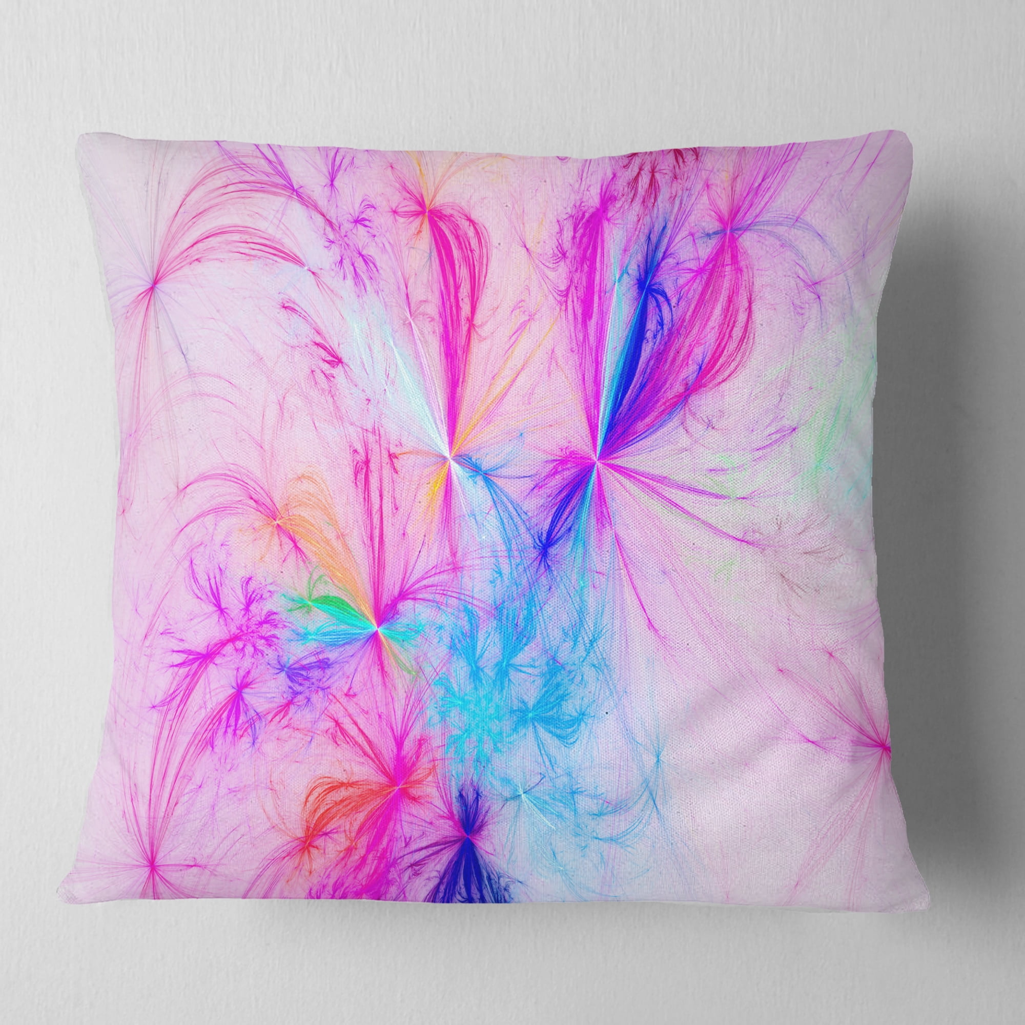 Designart Christmas Fireworks Pink - Abstract Throw Pillow - 18x18
