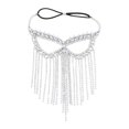 thumbnail image 4 of Máscara decorativa con borlas de diamantes de imitación para mujer, ideal para fiestas de disfraces y festivales de música. plata, 4 of 8