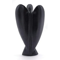 Black Agate Guardian Angel, Carved Angel Figurine - 2 inch