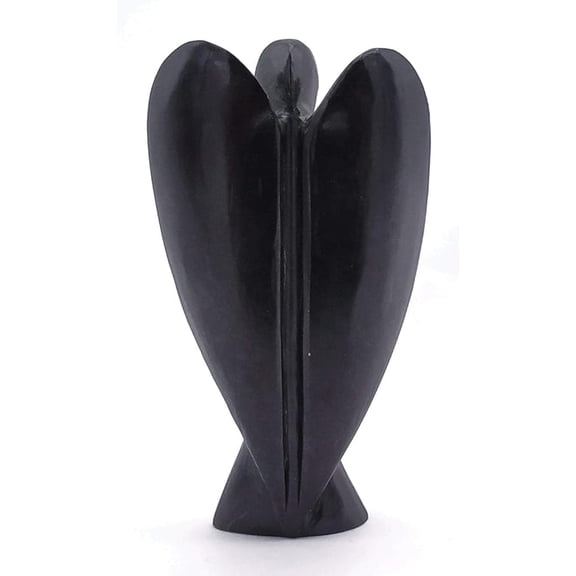 Black Agate Guardian Angel, Carved Angel Figurine - 2 inch