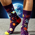 thumbnail image 2 of Purple Outer Space Socks With Planets (Adult Large - Men's Shoe Sizes 8-12) from the Sock Panda, 2 of 4