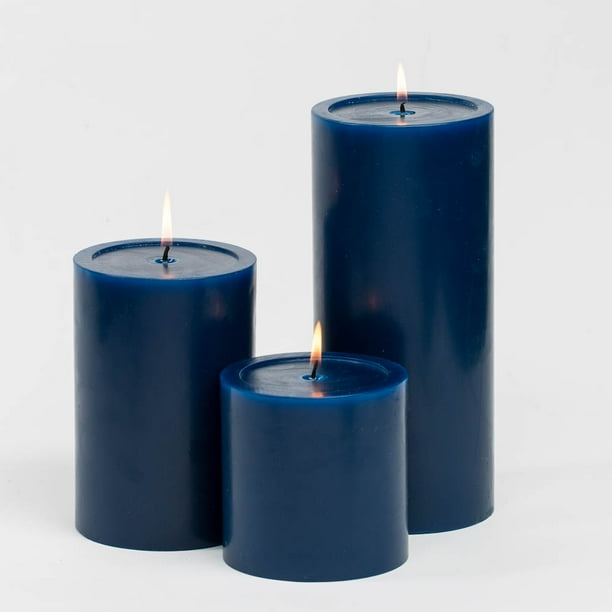 Richland 4" Pillar Candles Navy Blue Set of 3 Walmart