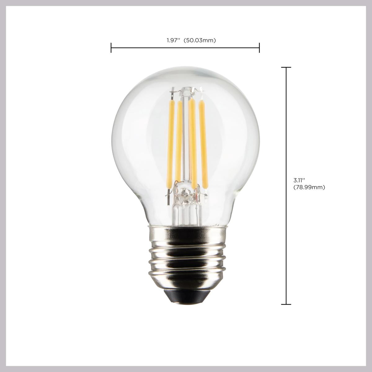 Satco S21216 G16.5 Globe LED Light Bulbs 4W 120V 3000K 90+CRI E26 Medium Base Dimmable (6 Pack)