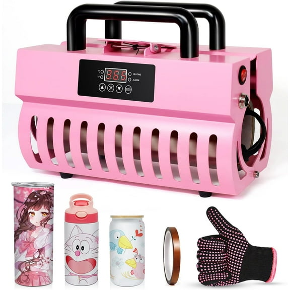 Tumbler Heat Press, Mug Press Sublimation Machine for 30oz 20oz 16oz 11oz Skinny Tumblers Glass/Ceramic/Aluminium Mug Coffee Cup Press with Heat Papers/Tape/Gloves. Suit for Cup Diameters:2.67-3.43in