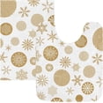 thumbnail image 4 of SKYSONIC Toilet Bathroom Rugs Sets 2 Piece, Christmas Pattern Trendy Golden Snowflakes Soft Absorbent Fluffy Toilet Mat Set Non-Slip Rubber Backing Bath Mats for Bathroom,16"x24"+20"x24", 4 of 7