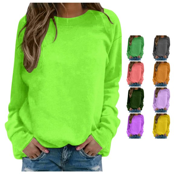 XINXIAOO Crewneck Sweatshirts for Women Regular-Fit Pullover Long Sleeves Casual Fall Outfits