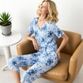 thumbnail image 2 of Chemise de Nuit Grande Taille Ensemble de Pyjama pour Femmes Manches Courtes Haut Pantalon Capri Vêtements de Nuit R9, 2 of 8